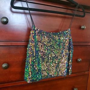 Topshop mermaid sequence crop top size 2